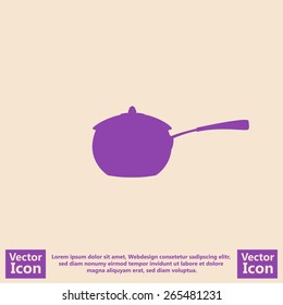 Flat style icon with cooking pot symbol