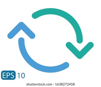 Flat style icon of cyclic rotation, recycling recurrence, renewal on white background. EPS 10