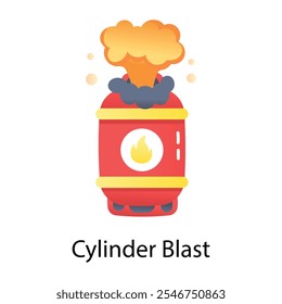 Ein flaches Symbol der Zylinderexplosion 