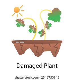 A flat style icon of damaged plant 