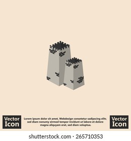 Flat style icon with defensive protection tower symbol