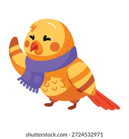 A flat style icon depicting a bird bathing  
