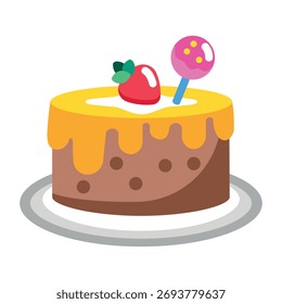 Icono de estilo plano que representa un pastel