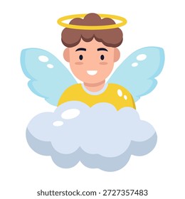 Um ícone de estilo plano representando um caractere cupido 