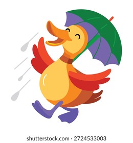 Um ícone de estilo plano representando um pato  