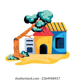 Icono de estilo plano que representa un árbol que cae 
