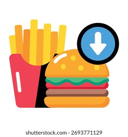 Flat style icon depicting fast food