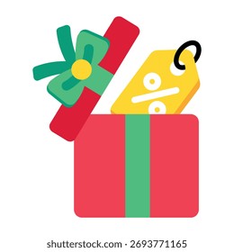 Flat style icon depicting a gift