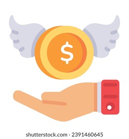 Icono de estilo plano que representa donar 