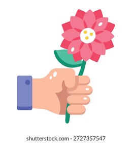Un icono de estilo plano que representa la flor que da