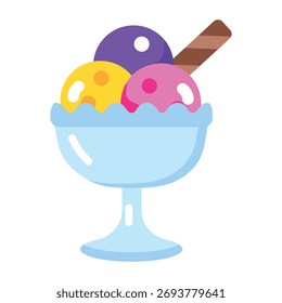 Icono de estilo plano que representa el helado