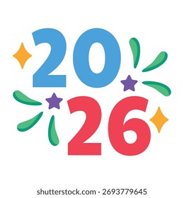Flat style icon depicting new year celebration
