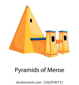 Flat style icon depicting pyramids of meroe 