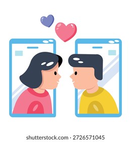 A flat style icon depicting romantic conversation