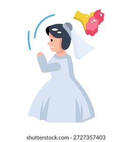 A flat style icon depicting throwing bouquet