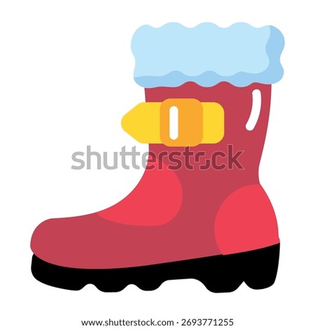 A flat style icon depicting warm winter shoe