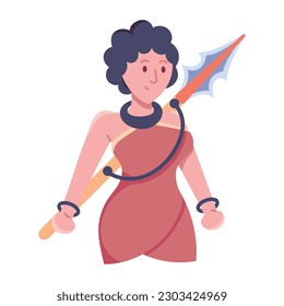 Icono de estilo plano que representa a una mujer guerrera 