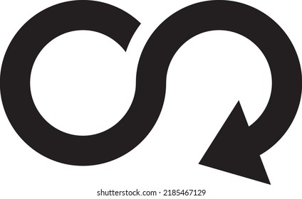 Diseño de icono de estilo plano con el concepto de flecha infinita  