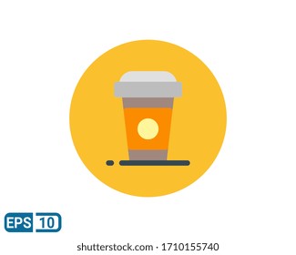 flat style icon of disposable cup on white background. Editable color. EPS 10 