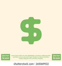 Flat style icon with dollar currency symbol
