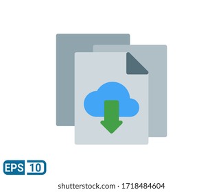 icono de estilo plano de descarga de archivo en nube aislado en fondo blanco. ilustración para diseñador gráfico, sitio web, UI. EPS 10