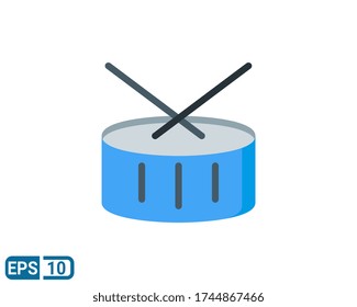 flat style icon of drum. vector illustration for graphic design, website, UI isolated on white background. Editable color. EPS 10