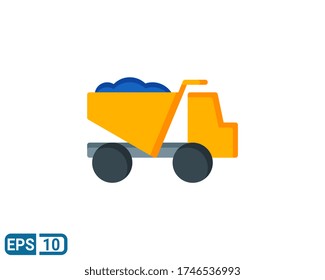 flat style icon of dumper truck isolated on white background. Editable color. EPS 10