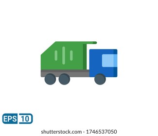 flat style icon of dumper truck. vector illustration for graphic design, website, UI isolated on white background. Editable color. EPS 10