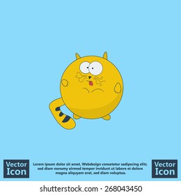 Flat style icon with fat cat  symbol