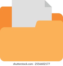 Flat style icon of a folder with a blank document inside, featuring a yellow folder and a white sheet of paper.