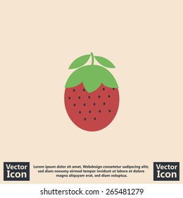 Flat style icon with fresh strawberry symbol