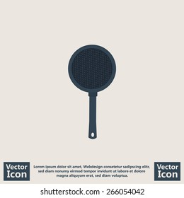 Flat style icon with frying pan symbol