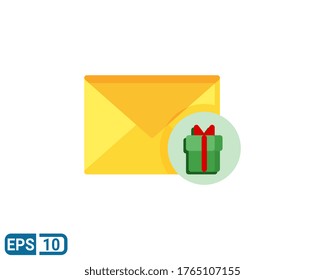 flat style icon of gift mail isolated on white background. Editable color. EPS 10
