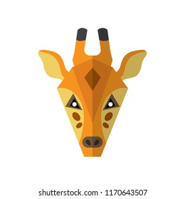Flat style icon of giraffe. Camelopard sign isolated on a white background