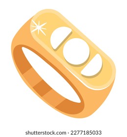 Icono de estilo plano de un anillo egipcio de oro 