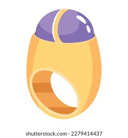 Flat style icon of a gold ring 