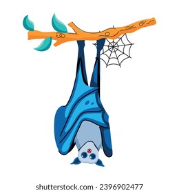 A flat style icon of hanging bat 