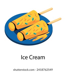 Aquí hay un ícono de estilo plano de helado 