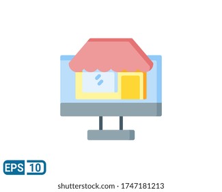 flat style icon of internet store isolated on white background. Editable color. EPS 10