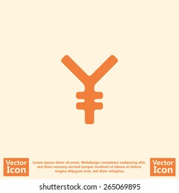 Flat style  icon with japanese yen currency symbol