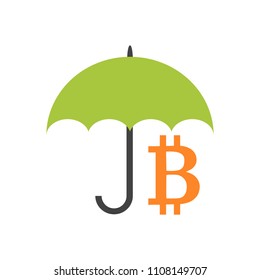 Flat style icon of keeping bitcoin safe