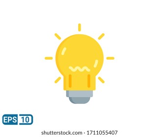 icono de estilo plano de bombilla, idea creativa e innovación, ilustración vectorial sobre fondo blanco. EPS 10