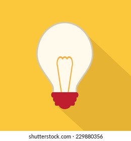 Flat Style Icon with Long Shadow. Lightbulb
