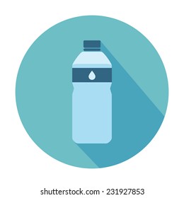 Flat Style Icon with Long Shadow. A bottle of water. Concept for education, training courses, self-development and how-to articles