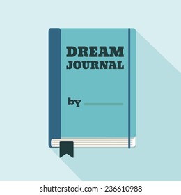 Flat Style Icon with Long Shadow. A dream journal. Concept for psychology, lifestyle education, training courses, self-development and how-to articles