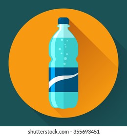 Flat Style Icon with Long Shadow. A bottle of water. Concept for education, training courses, self-development and how-to articles