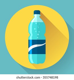 Flat Style Icon with Long Shadow. A bottle of water. Concept for education, training courses, self-development and how-to articles