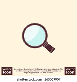 Flat style  icon with magnifying glass, search symbol