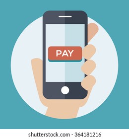 Flat style icon modern on line payment security. screen button to pay