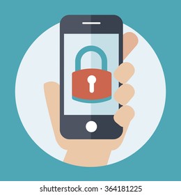 Flat style icon modern on line payment security. lock screen. safety symbol